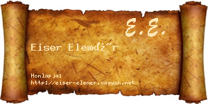 Eiser Elemér névjegykártya